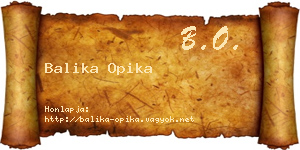 Balika Opika névjegykártya